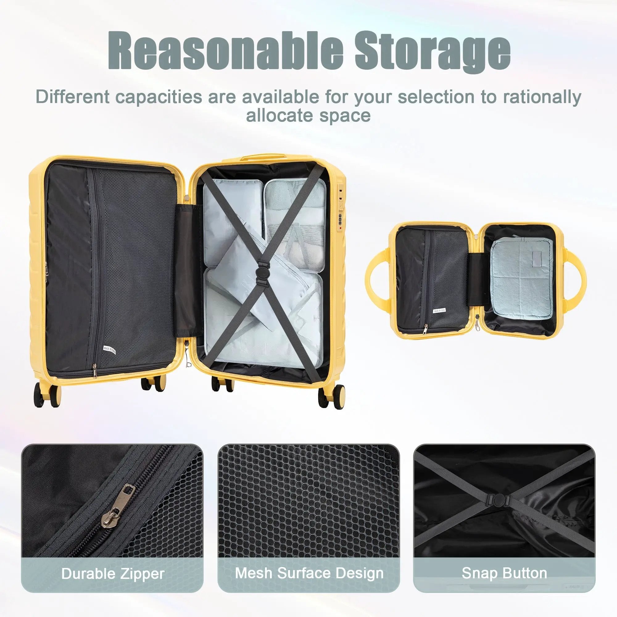 14'/20' 2-Piece ABS Spinner Wheel Luggage Set with Combination Lock by HouseOfZazla