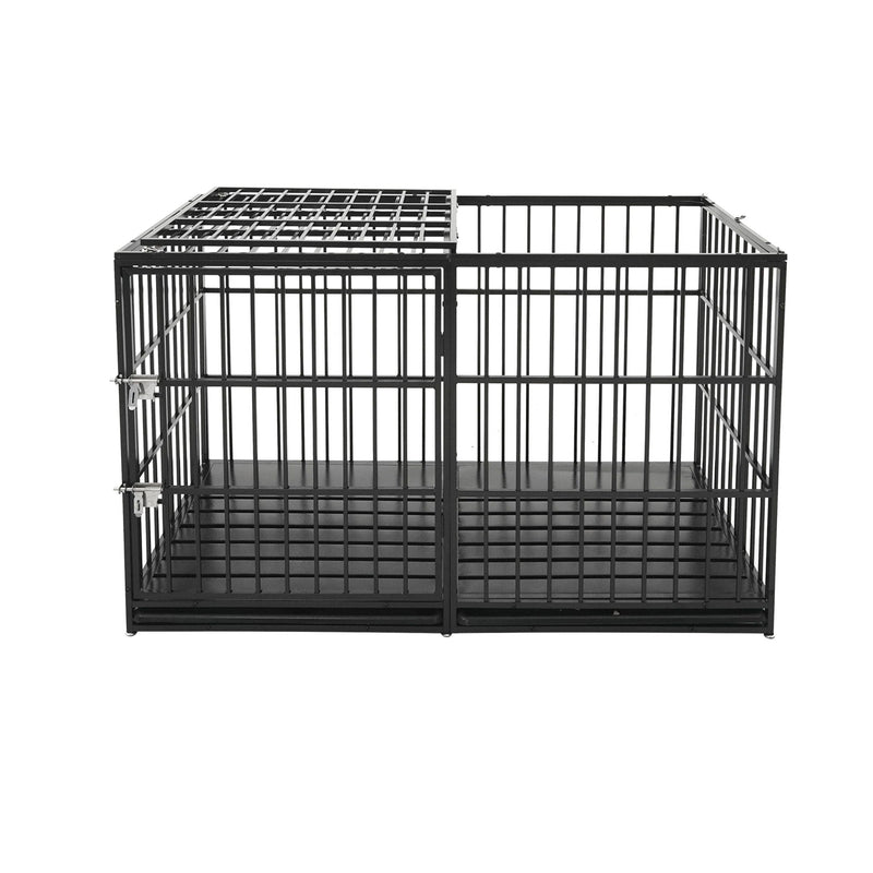 Extra Large Heavy Duty Dog Crate With Removable Pans For Dogs - Black by HouseOfZazla