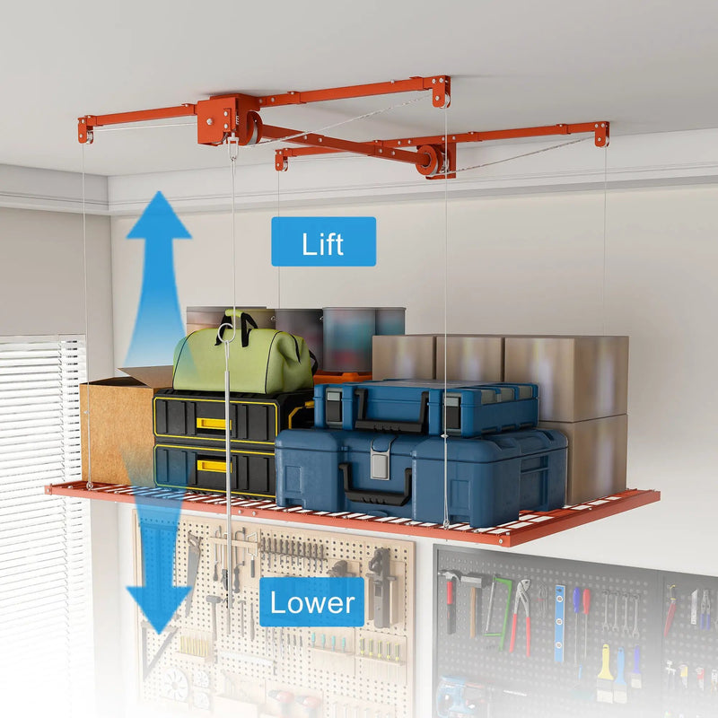 Orange Overhead Garage Storage Rack 4x8 FT by HouseOfZazla