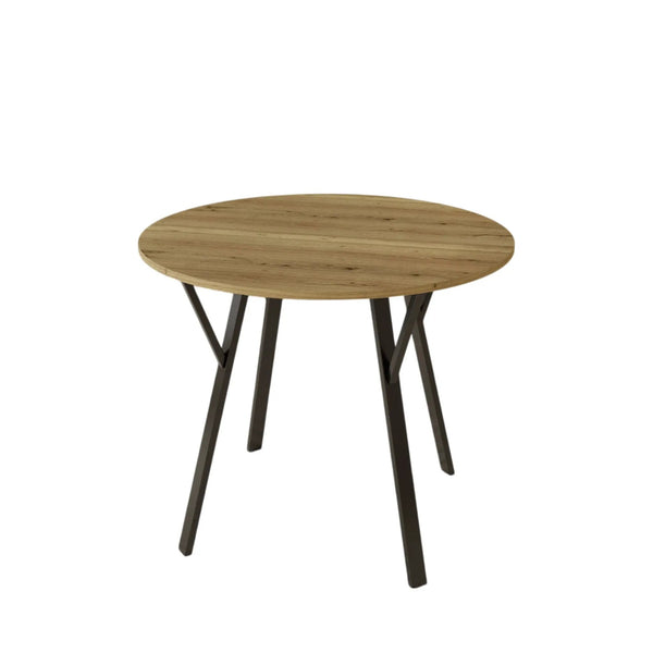 Round Dining Table for 2-4 People - Rustic Brown