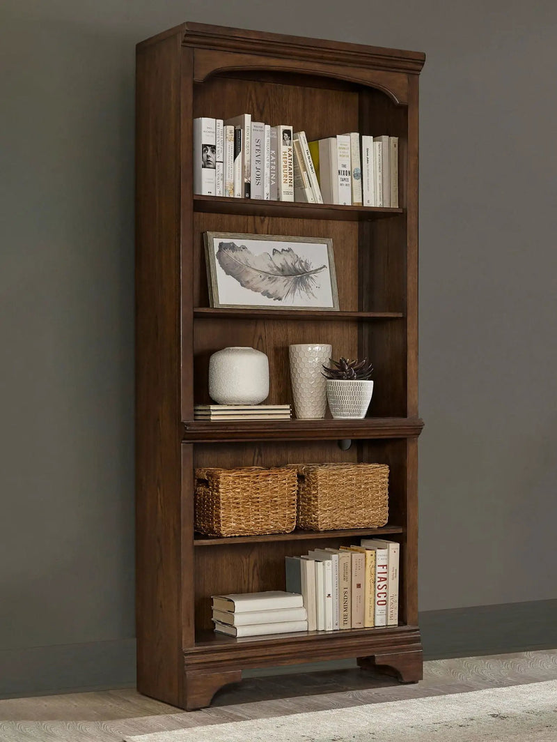 Hartshill 78-inch 5-shelf Bookcase Burnished Oak by Unique Piece Furniture