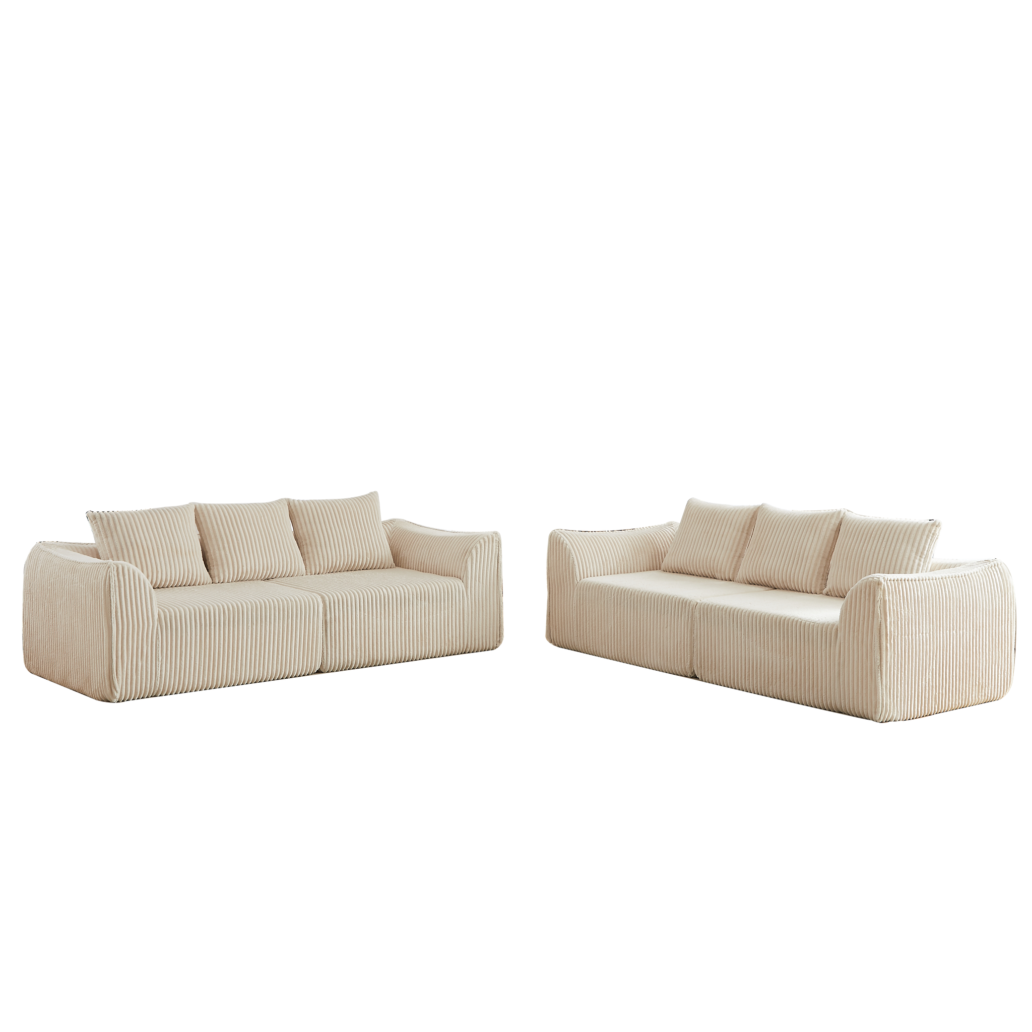 Minimalist 3+3 Seater Corduroy Sofa Set by HouseOfZazla