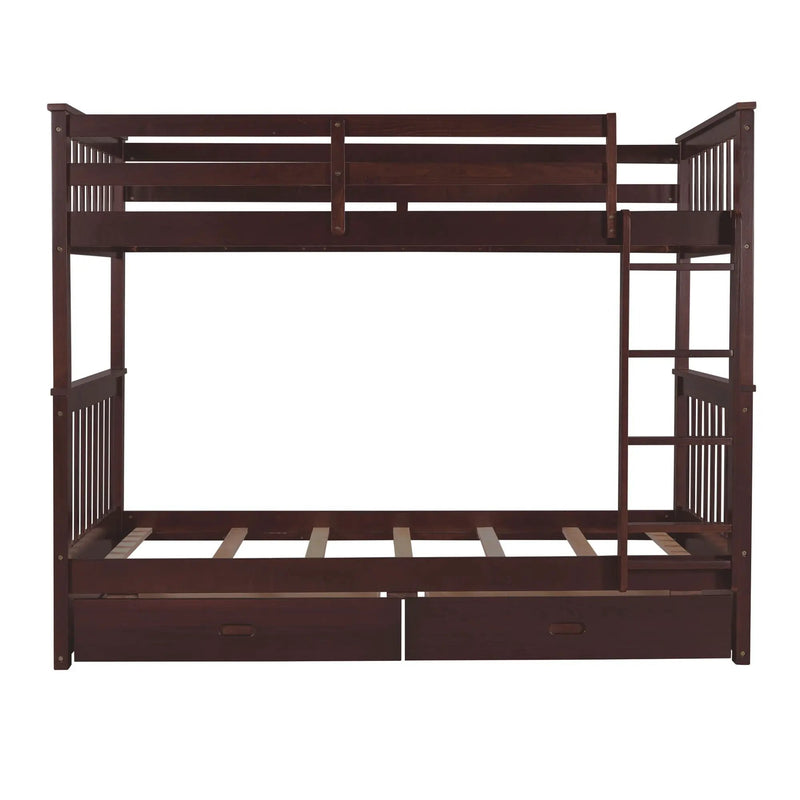Bunk Bed With Ladders And 2 Storage Drawers
