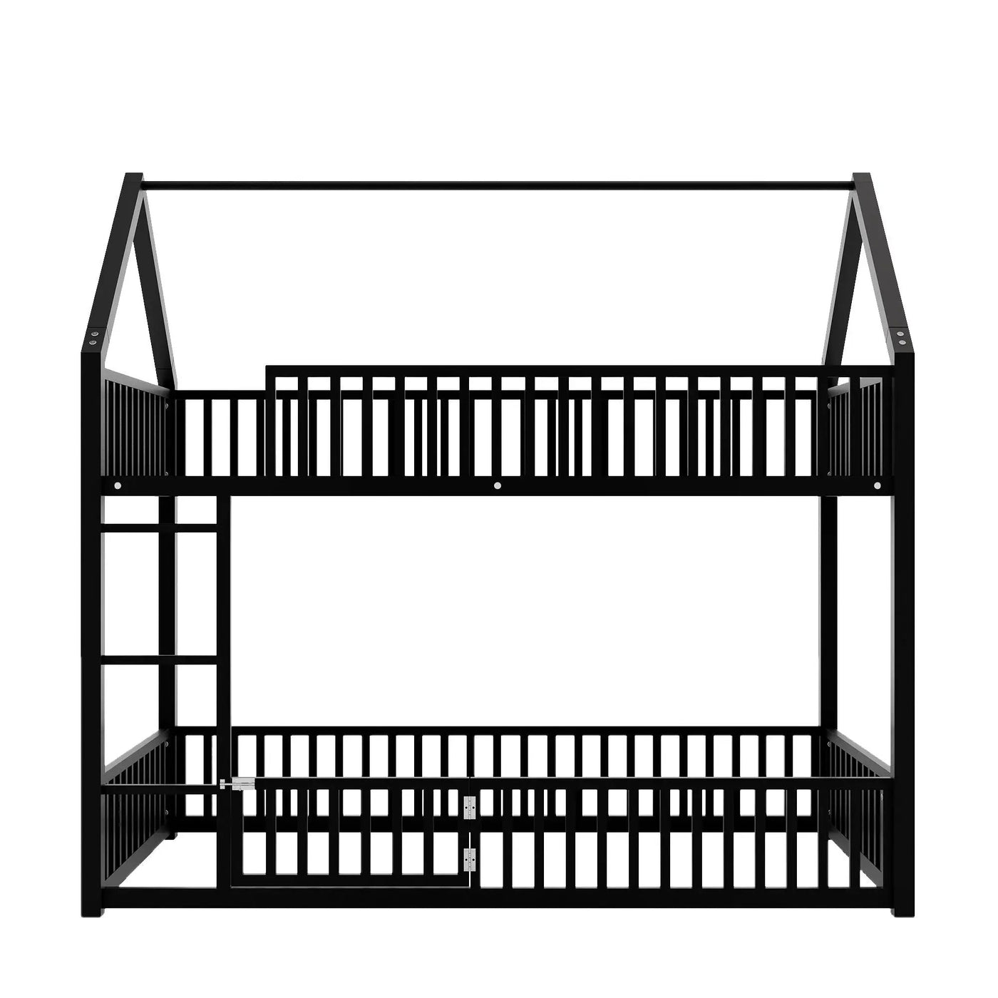 Metal House Bunk Bed With Fence And Door by HouseOfZazla