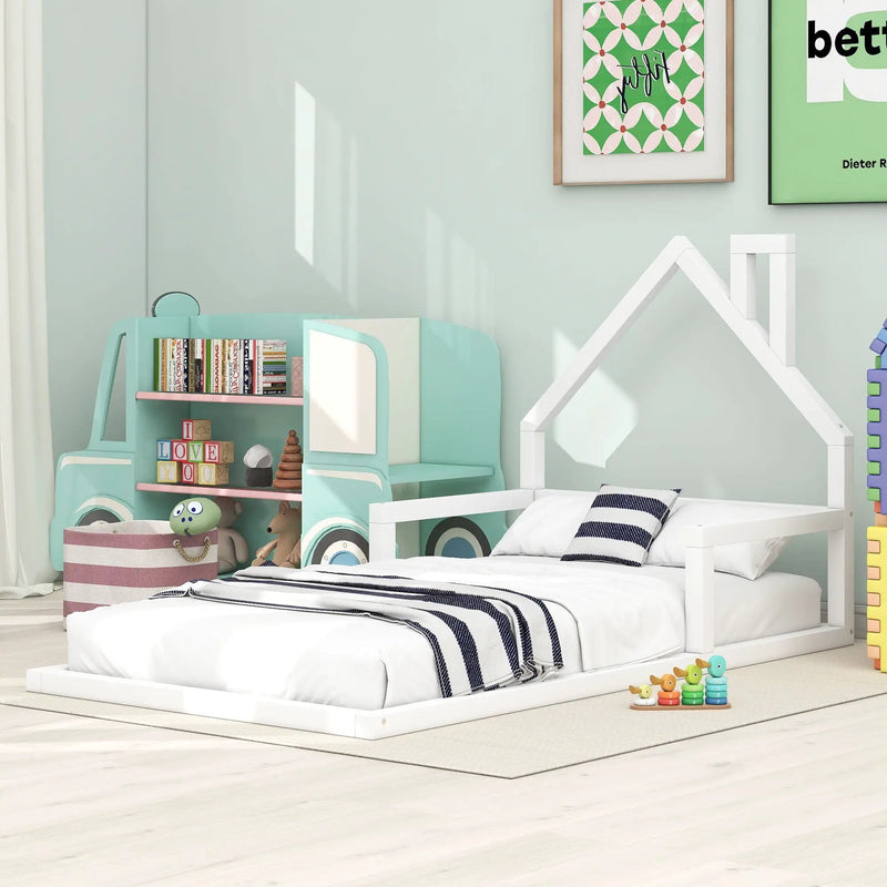 Floor Bed With House Shaped Headboard