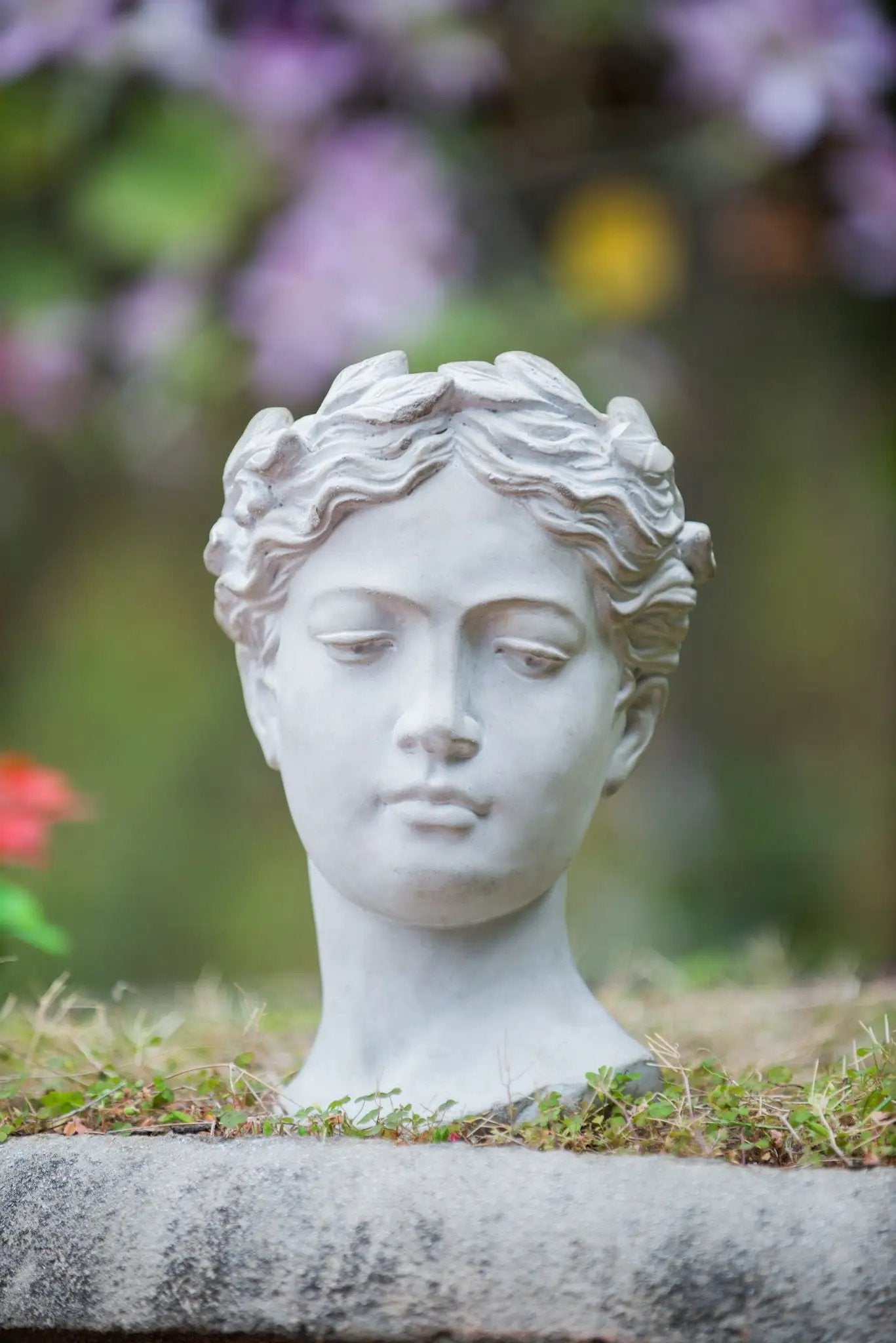 Greek Style Cement Head Planter Indoor Outdoor Home, Garden Decor - Gray by Unique Piece Furniture