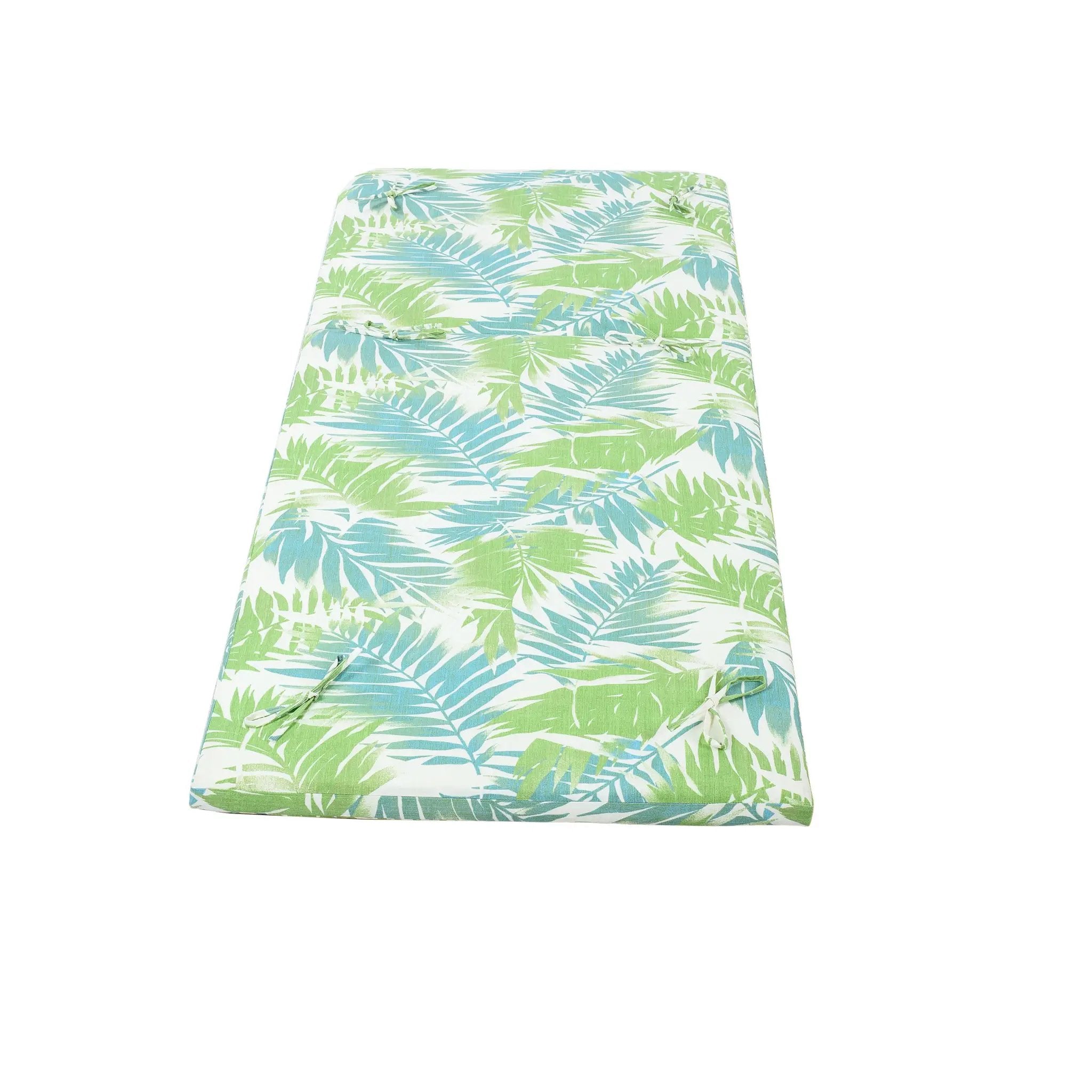 2" Thick Floral Chaise Lounge Cushion in Leaf Coconut by HouseOfZazla