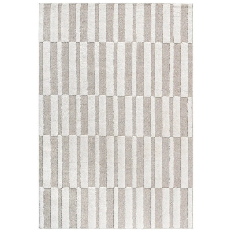Step Collection High-Low Striped Beige/Cream Indoor Area Rug by HouseOfZazla