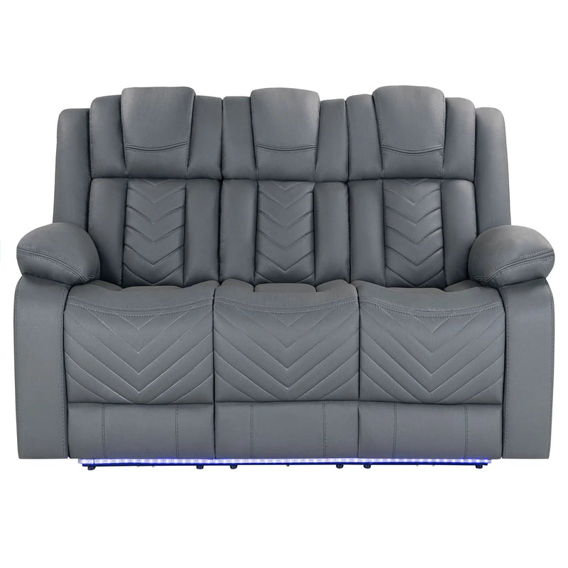 Raize - 10 Power Reclining Sofa With DDT, WC And LED - Gray by Unique Piece Furniture