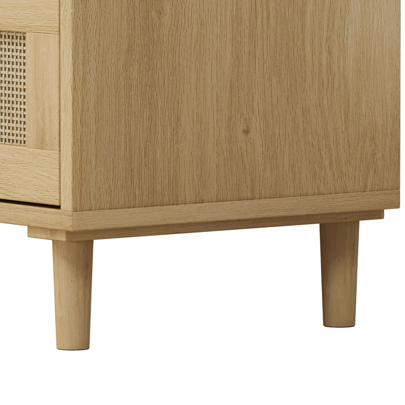 3 Drawer Storage Cabinet With Rattan Drawers For Bedroom, Living Room - Oak by HouseOfZazla