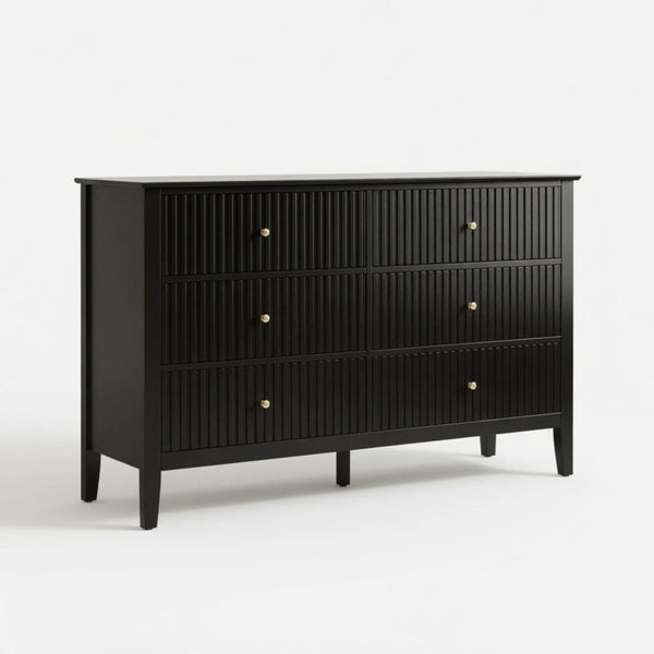 Modern 6 Drawer Fluted Dresser