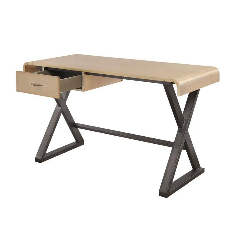 Danton - Executive Writing Desk - Gold Aluminum by Unique Piece Furniture