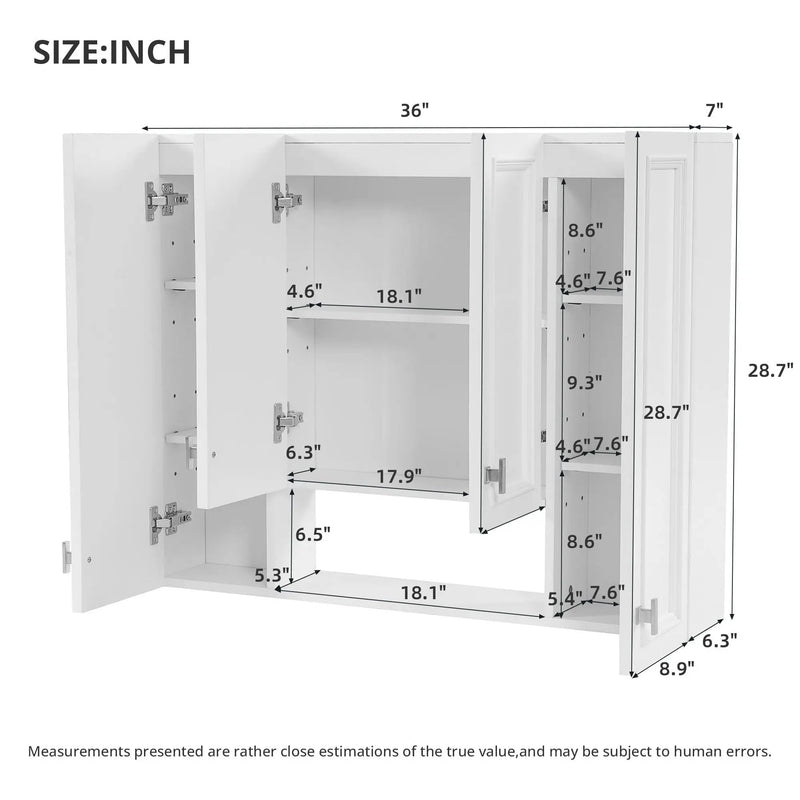 Bathroom Cabinet With 5 Adjustable Shelves, Wall-Mounted, White by HouseOfZazla