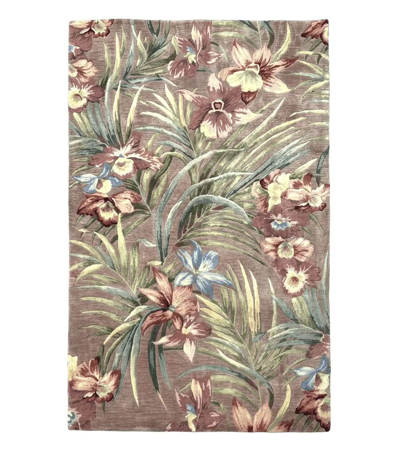 Hand Tufted Floral Rug 5x8, Light Rose Wool Carpet by Jewel Rugs