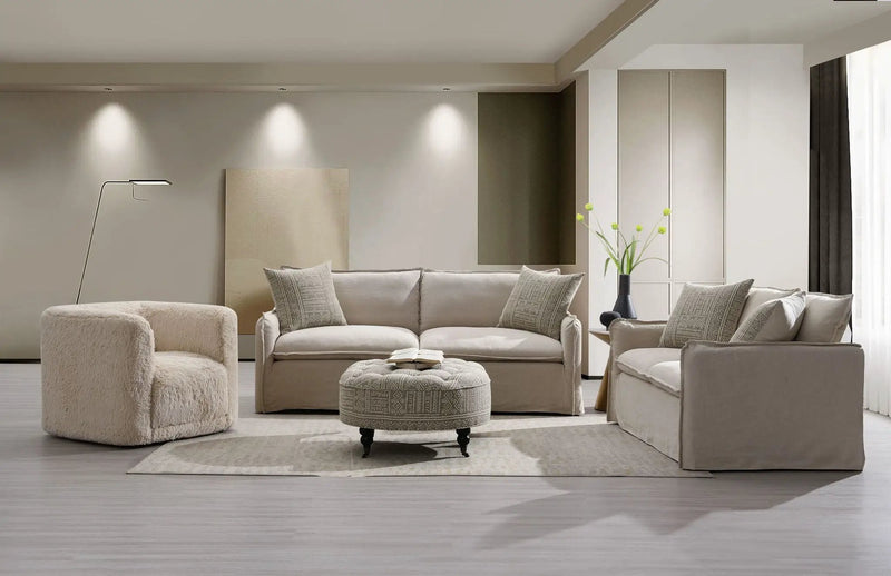 Upendo - Pattern Fabric 3 Pieces Living Room Set - Beige Yakety Yak Sand by HouseOfZazla