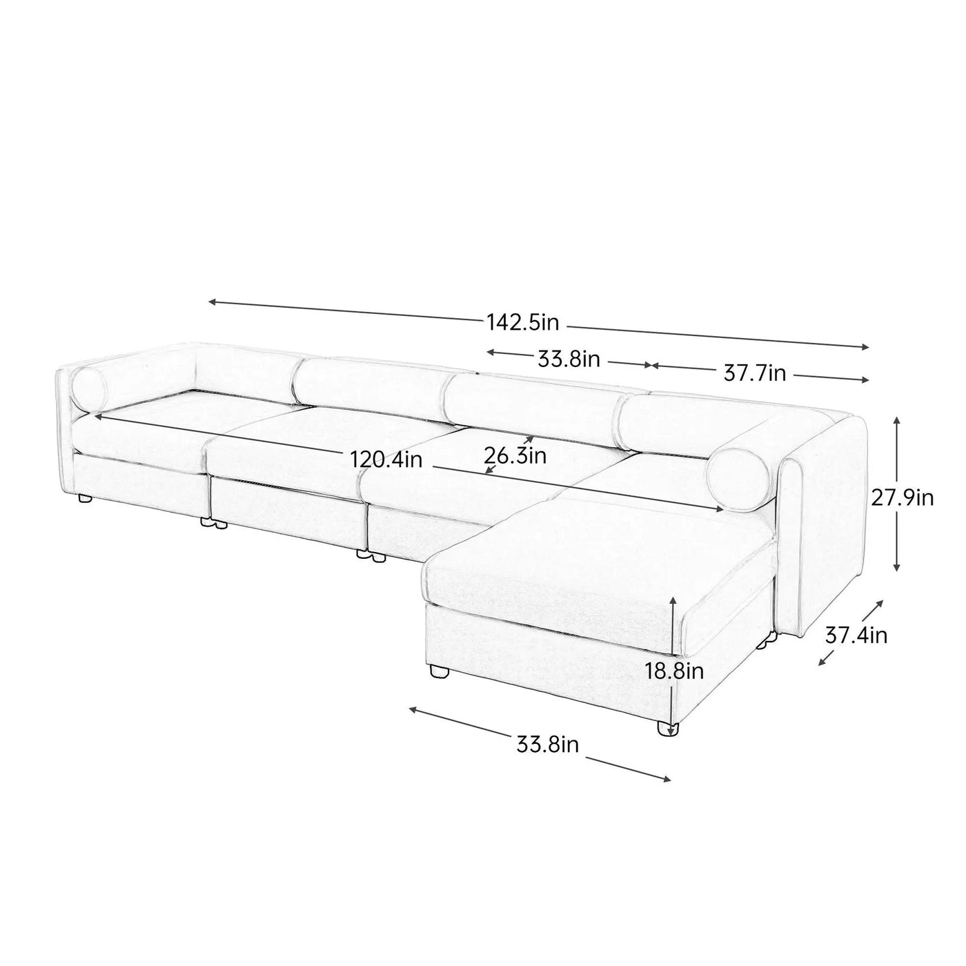 Contemporary Elegant Sofa With Storage And Ottoman by Unique Piece Furniture