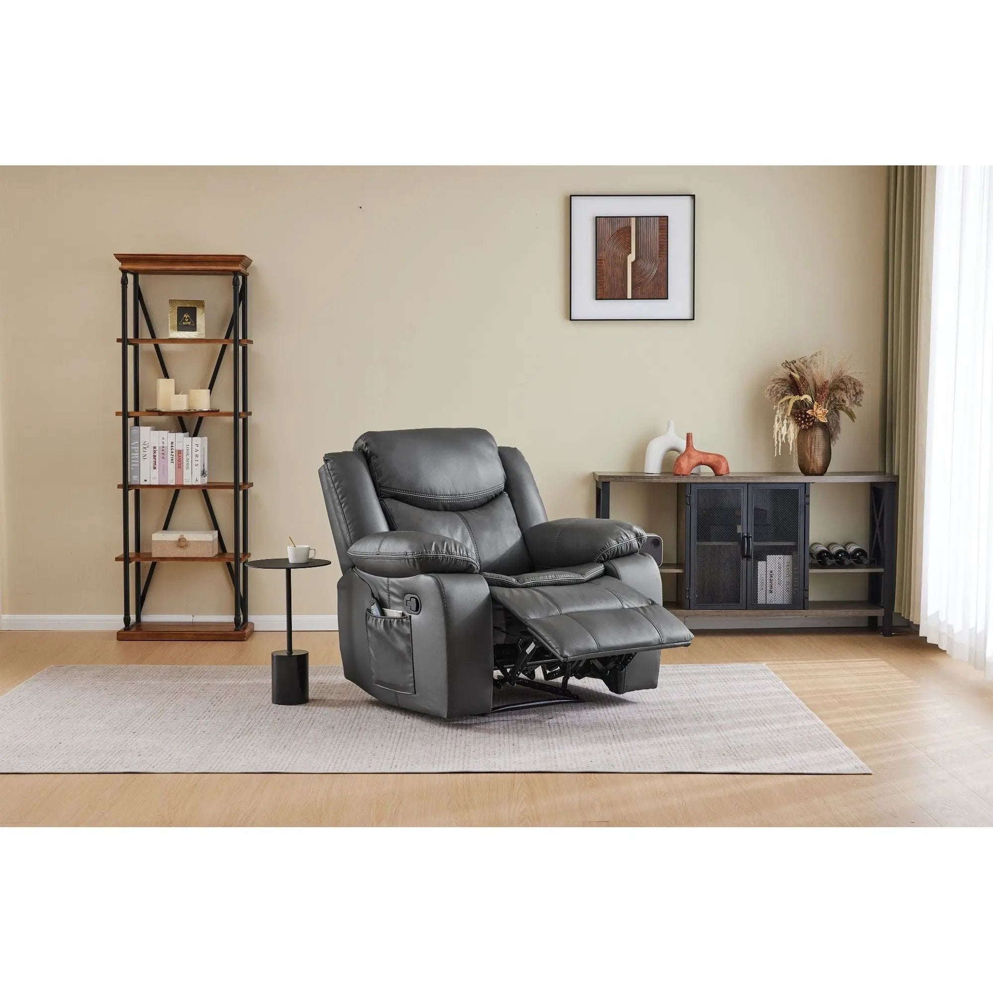 Recliner Chair With Vibration And Heating - Gray by HouseOfZazla