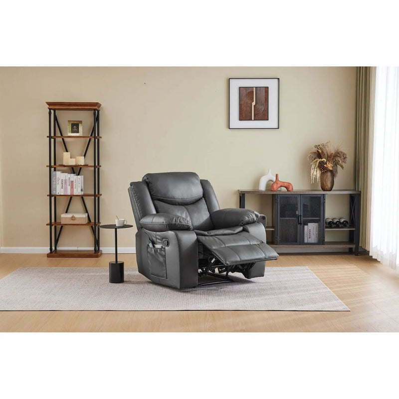 Recliner Chair With Vibration And Heating - Gray by HouseOfZazla