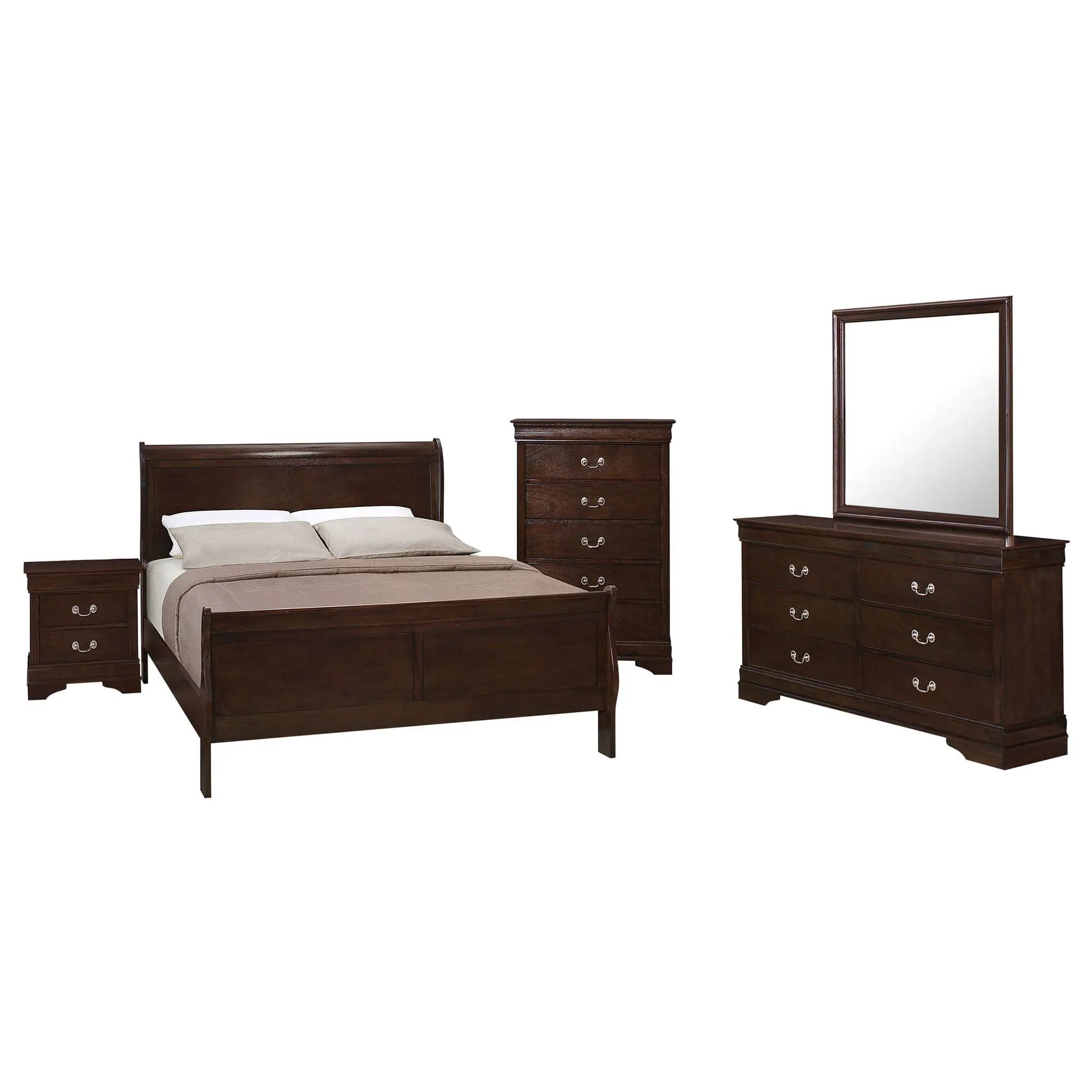 Louis Philippe 5-piece Full Bedroom Set Cappuccino by Unique Piece Furniture