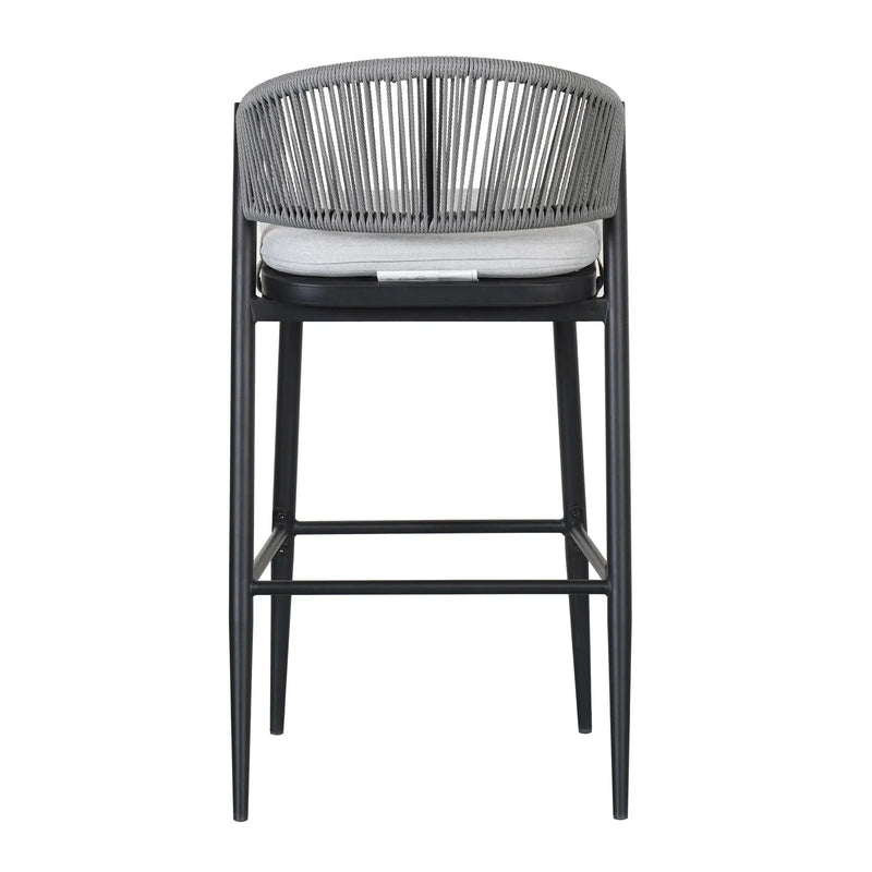 Outdoor Bar Height Metal Frame Counter Stools with Scallop-Shaped Backrest & Water-Resistant Cushions by HouseOfZazla