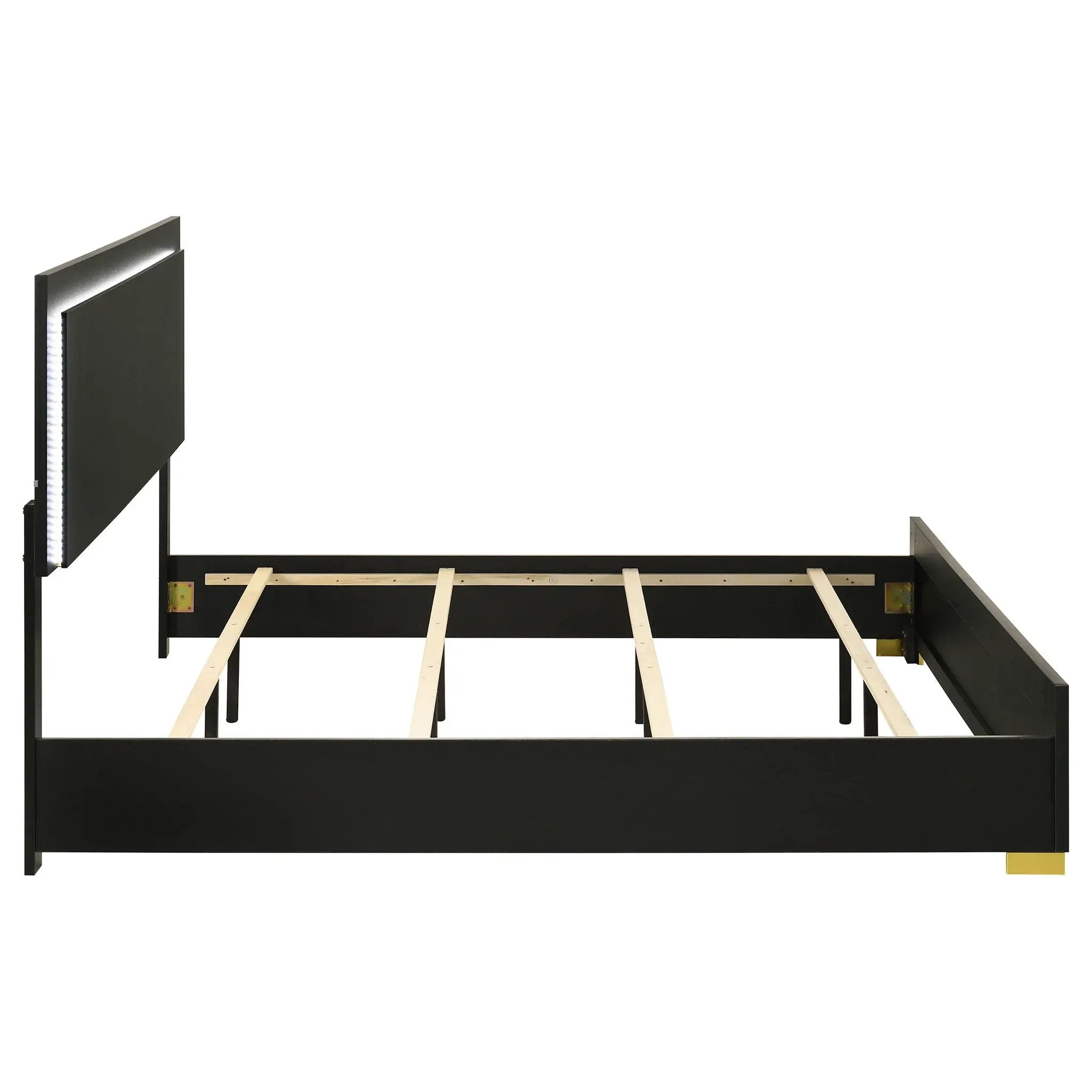 Marceline Wood Eastern King LED Panel Bed Black by Unique Piece Furniture