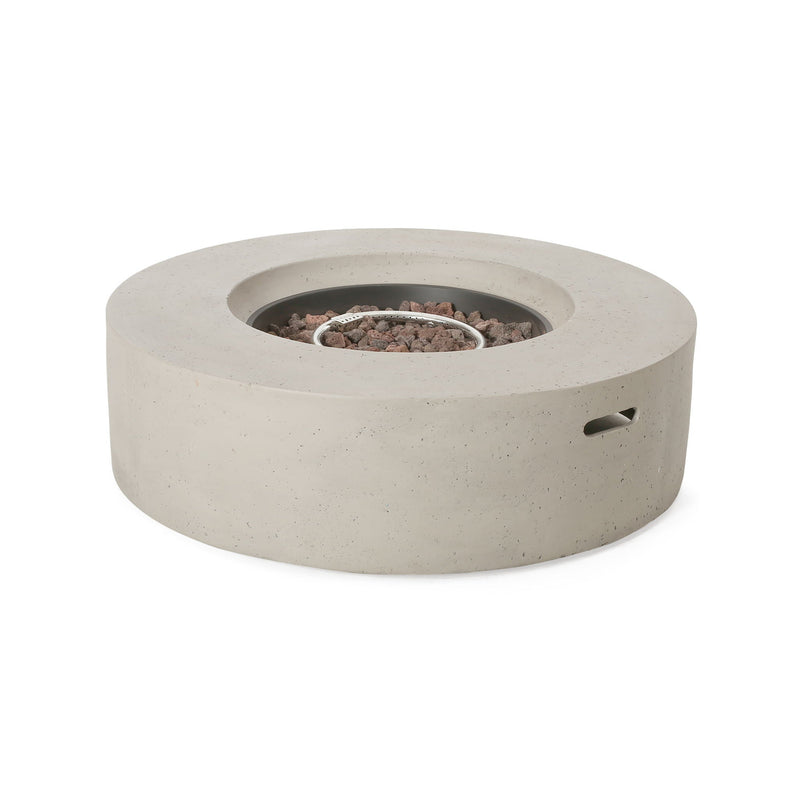 Modern Lightweight Concrete Outdoor Circular Fire Pit 50,000 BTU by HouseOfZazla
