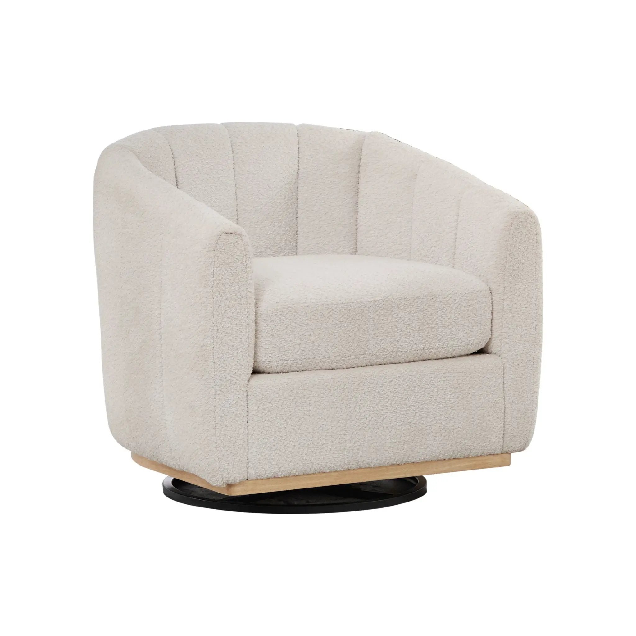 360 Degrees Swivel Upholstered Barrel Armchair For Living Room - Ivory by HouseOfZazla