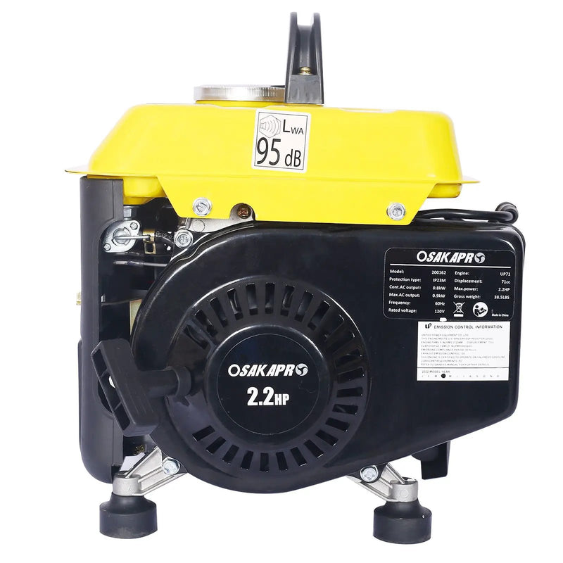 Portable Outdoor Generator Low Noise Gas Powered For Home Use - Yellow by HouseOfZazla