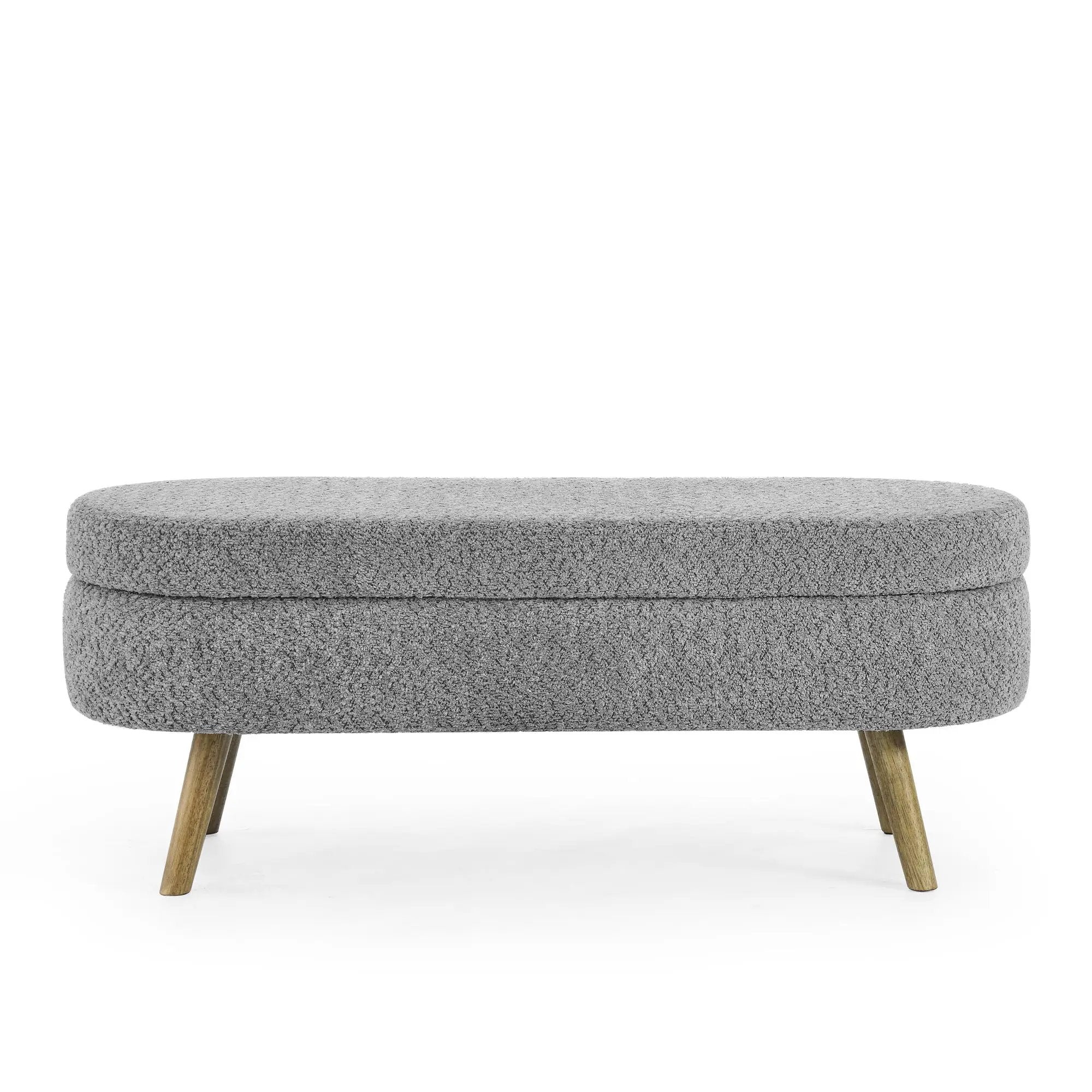 Ottoman Oval Storage Bench with Rubber Wood Legs by HouseOfZazla