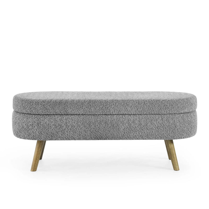 Ottoman Oval Storage Bench with Rubber Wood Legs by HouseOfZazla