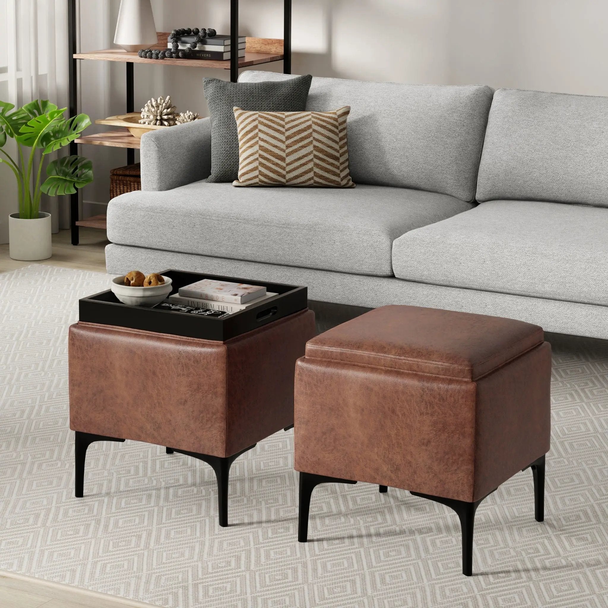 Natasha - Multifunctional Storage Ottoman With Tray by Unique Piece Furniture