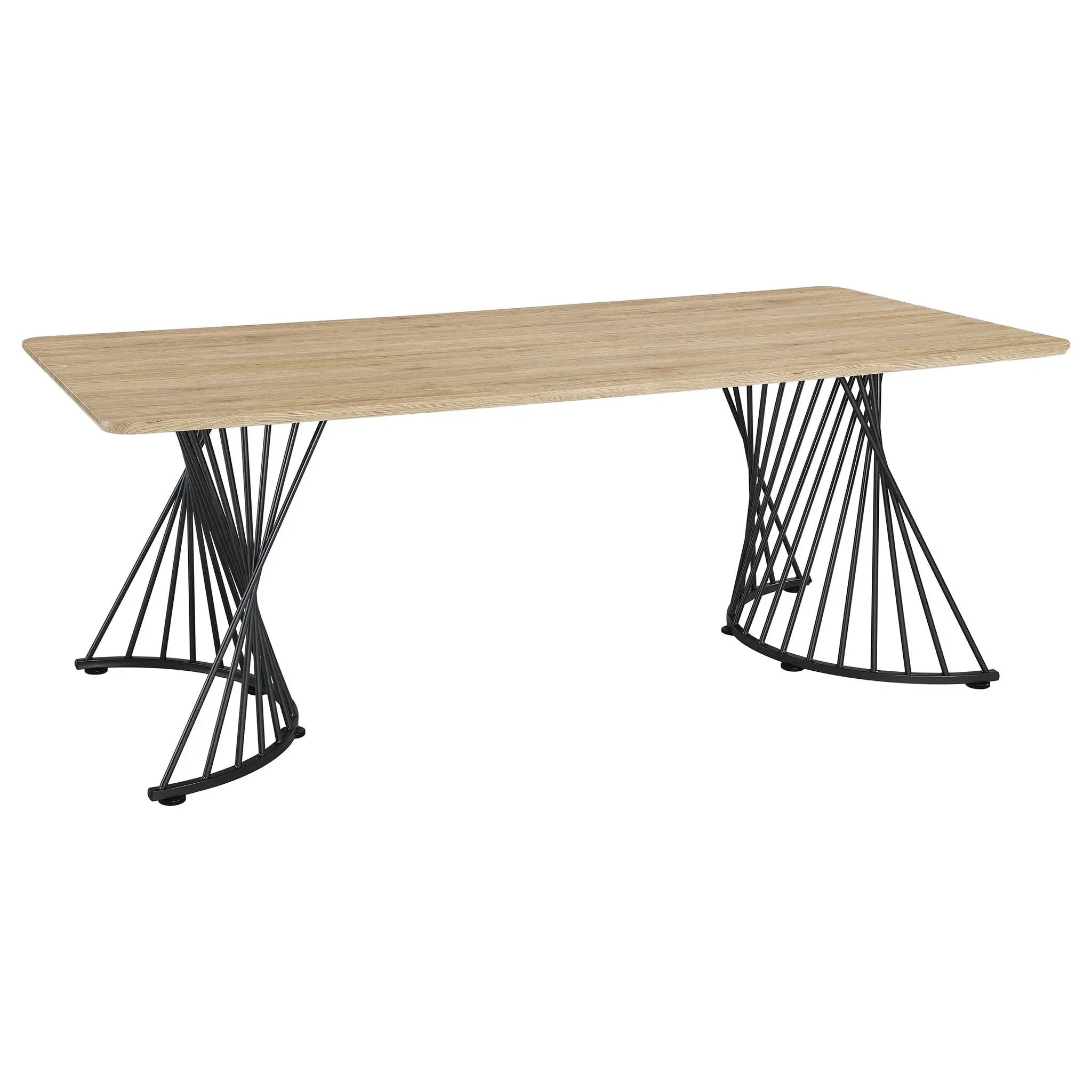 Galahan - Rectangular Dining Table With Twisted Pedestal Base - Oak by HouseOfZazla
