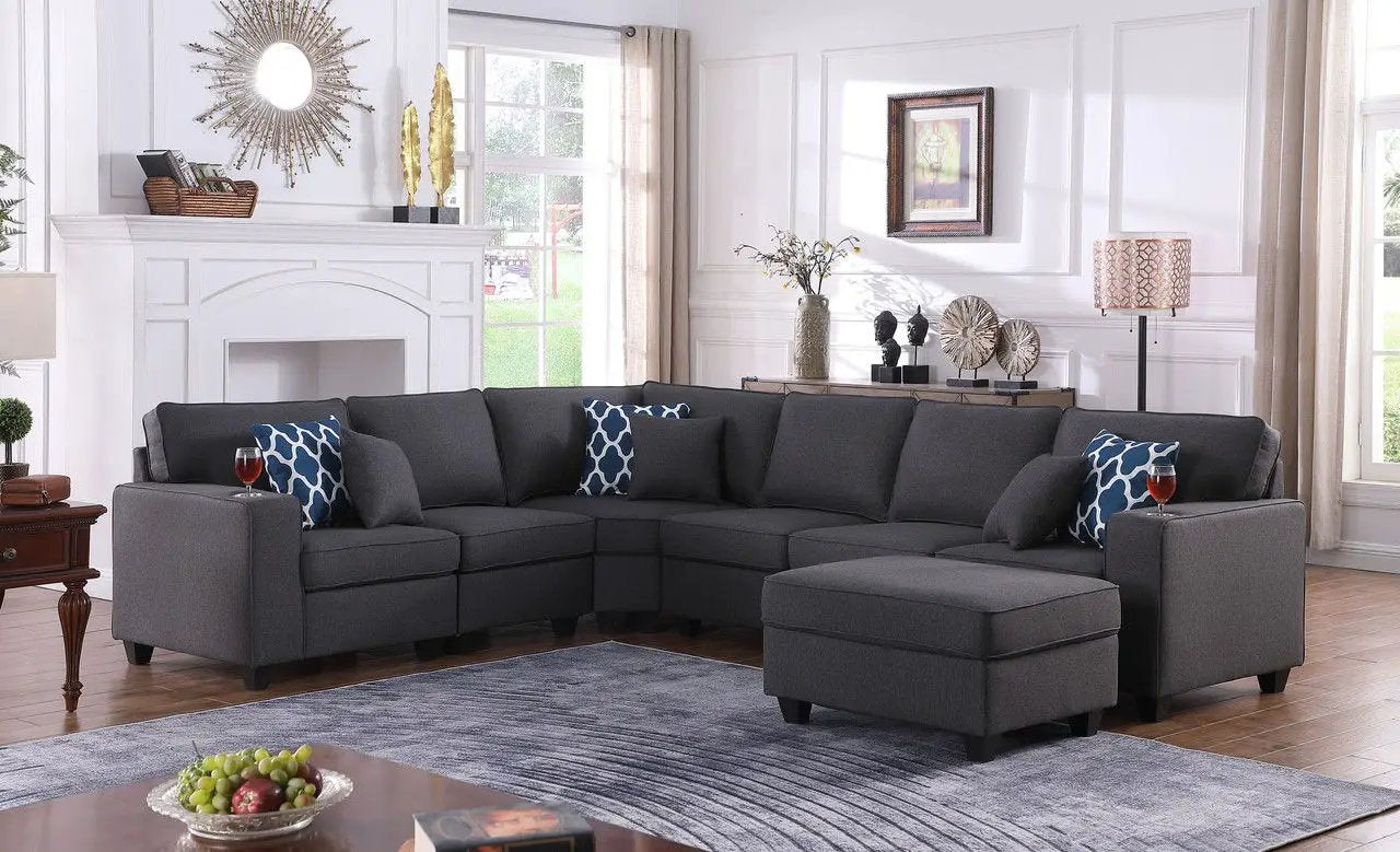 Cooper - Comfort Sectional Sofa With Ottomans And Cupholder by HouseOfZazla