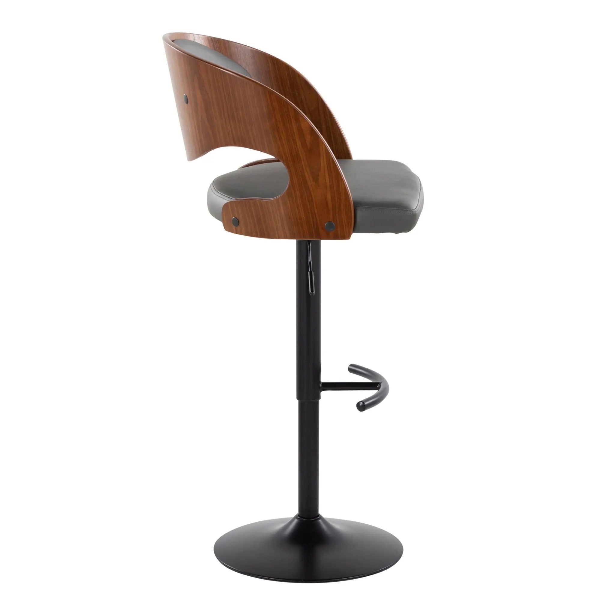 Pino - Mid Century Modern Adjustable Barstool With Swivel With Rounded T Footrest (Set of 2) by Unique Piece Furniture