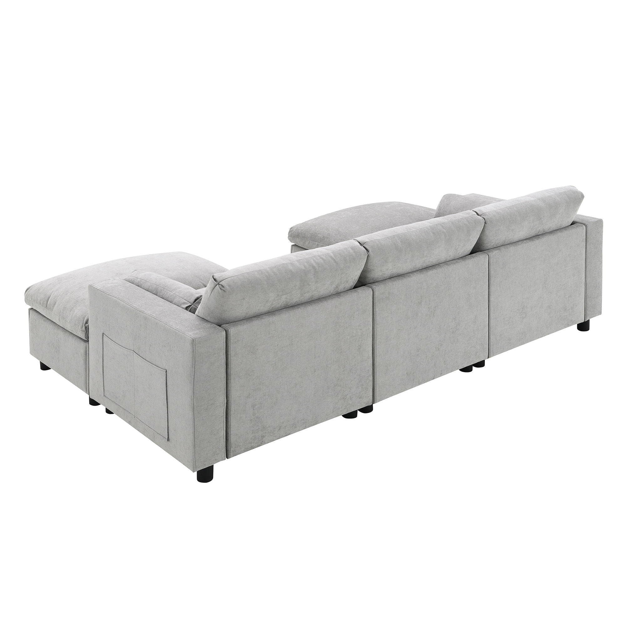 Modular Sectional With Storage Pockets, 5 Seat U Shaped Couch Set With Pillows, Free Combination Modern Cloud Sofa With 2 Movable Ottoman by HouseOfZazla