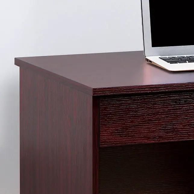 Three Locking Drawers On Metal Glides Student Desk Work Desk Modesty Panel Metal Bar Handles - Mahogany by HouseOfZazla