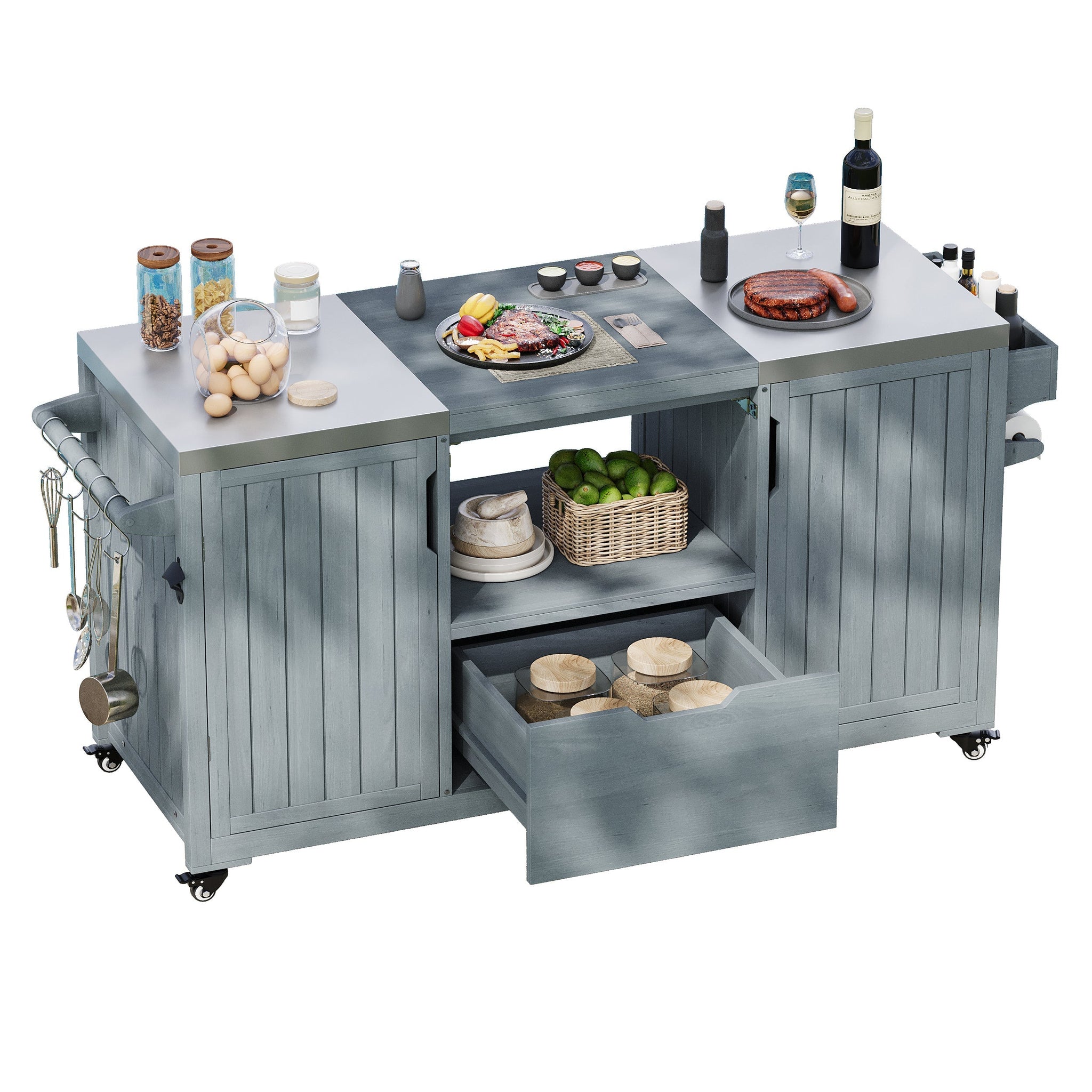 K&K 66.5" Outdoor Kitchen Island for Big Green Egg Grills by HouseOfZazla