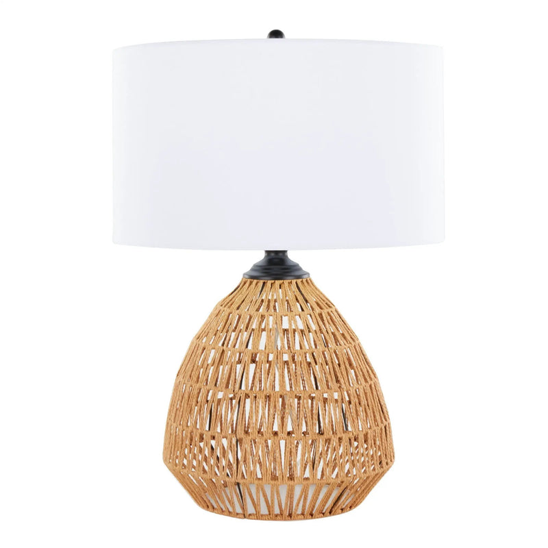 Congo - Contemporary Rattan Table Lamp - Natural / Matte Black / White by HouseOfZazla
