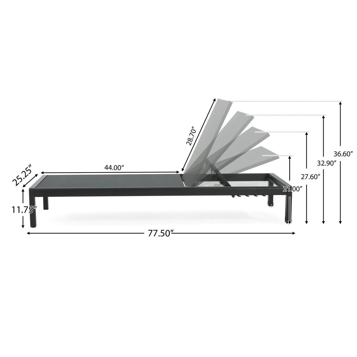 Outdoor Patio Chaise Lounge with 5 Reclining Positions by HouseOfZazla