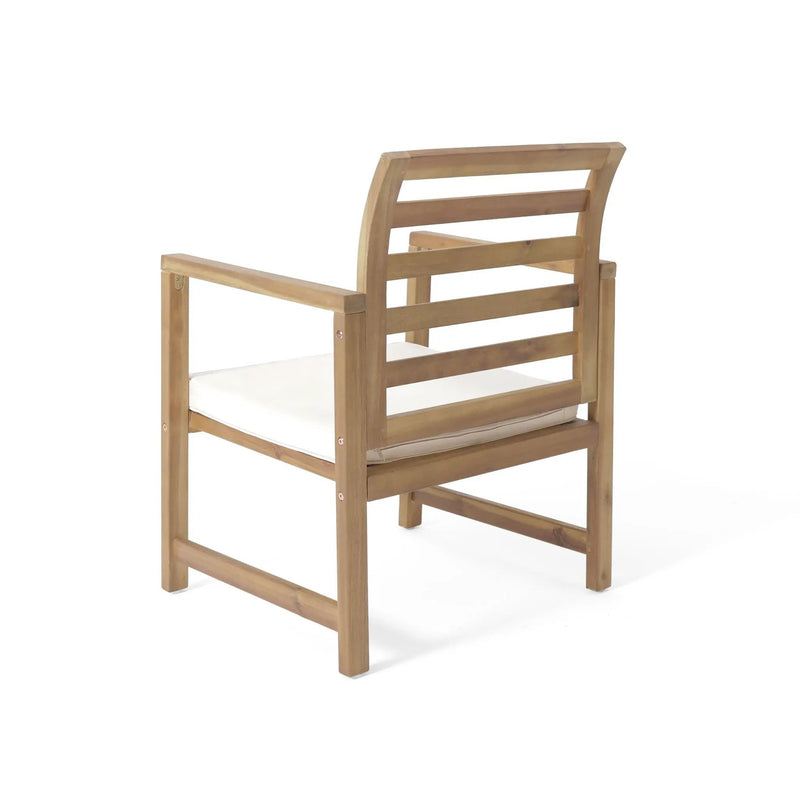 Outdoor Acacia Wood Club Chairs, 2-Piece Set - Natural Stained / White by HouseOfZazla