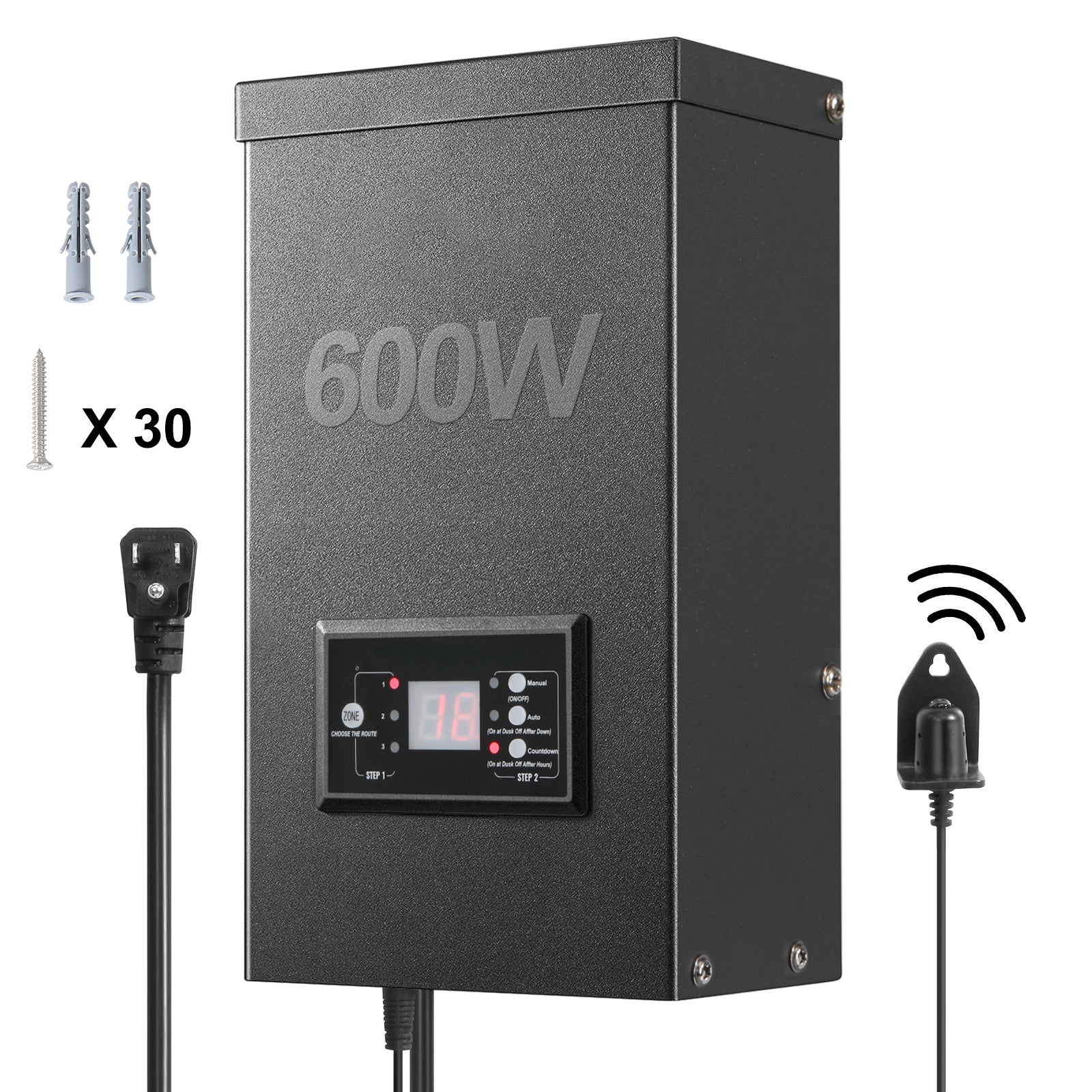 600W Low Voltage Landscape Transformer with Timer and Photocell Sensor by HouseOfZazla