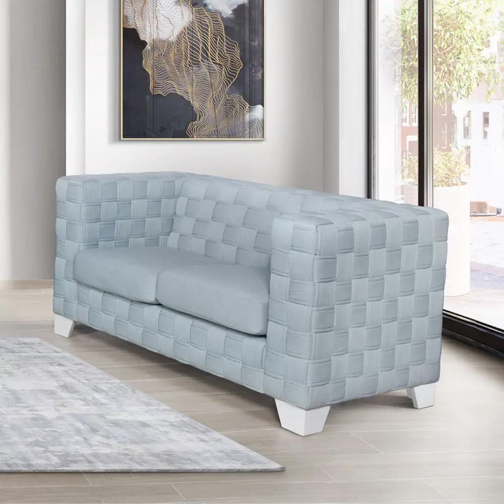 Saree - Loveseat - Light Teal Chenille & White by Unique Piece Furniture