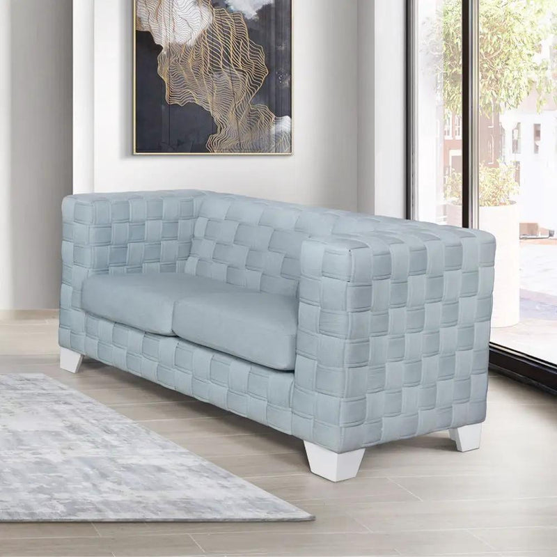 Saree - Loveseat - Light Teal Chenille & White by Unique Piece Furniture