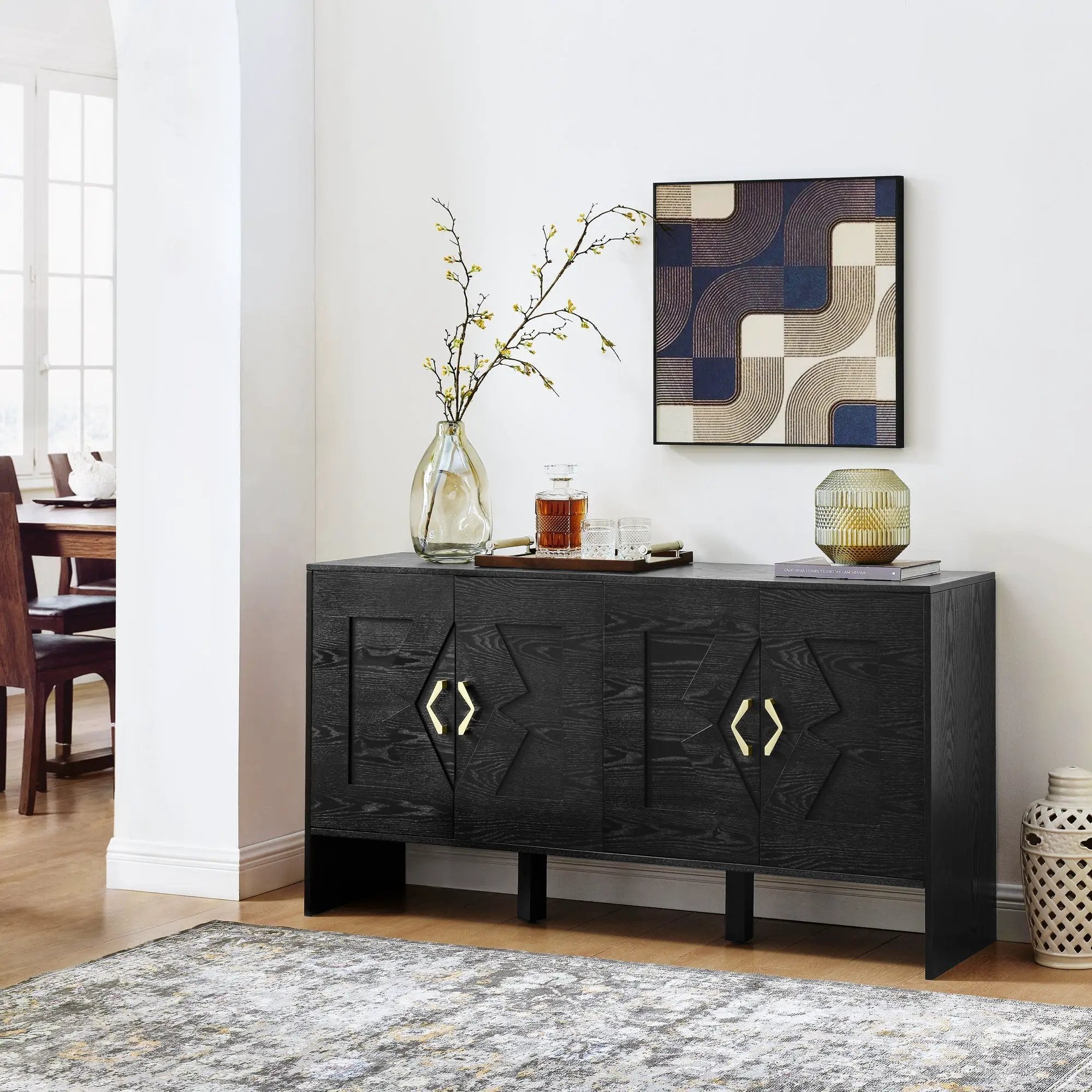 60" Mid Century Modern Sideboard Buffet Cabinet with Storage by HouseOfZazla
