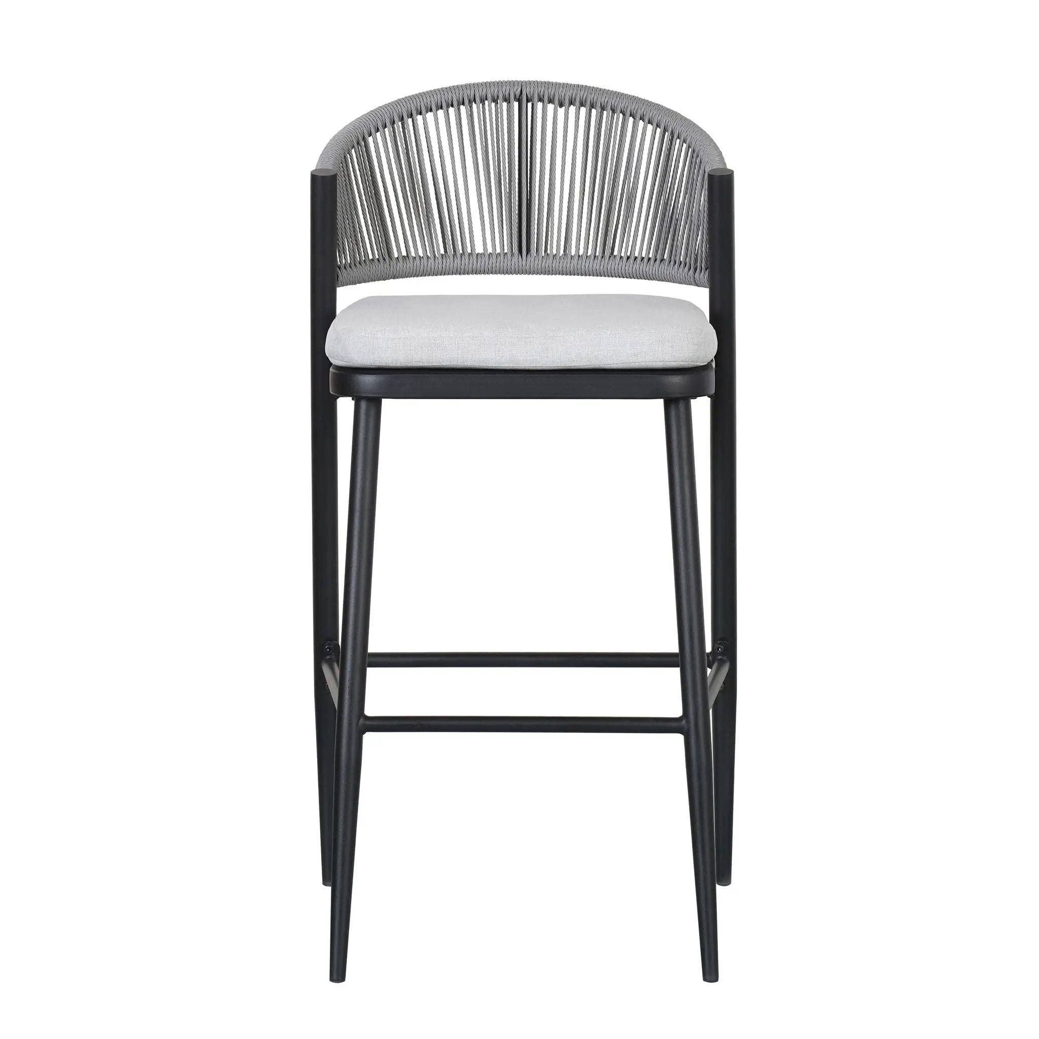 Outdoor Bar Height Metal Frame Counter Stools with Scallop-Shaped Backrest & Water-Resistant Cushions by HouseOfZazla