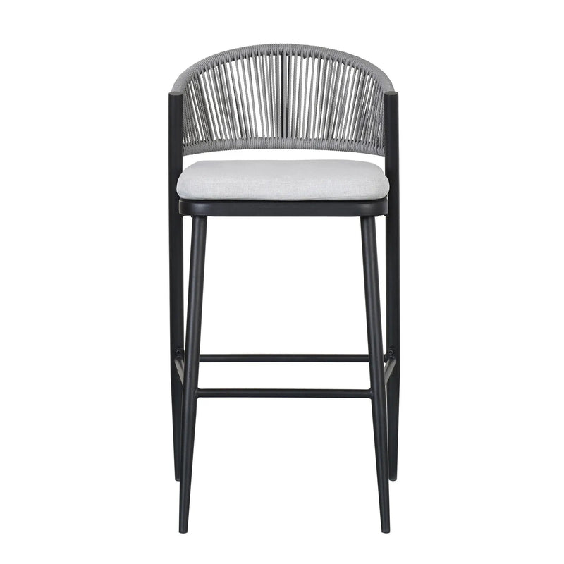 Outdoor Bar Height Metal Frame Counter Stools with Scallop-Shaped Backrest & Water-Resistant Cushions by HouseOfZazla