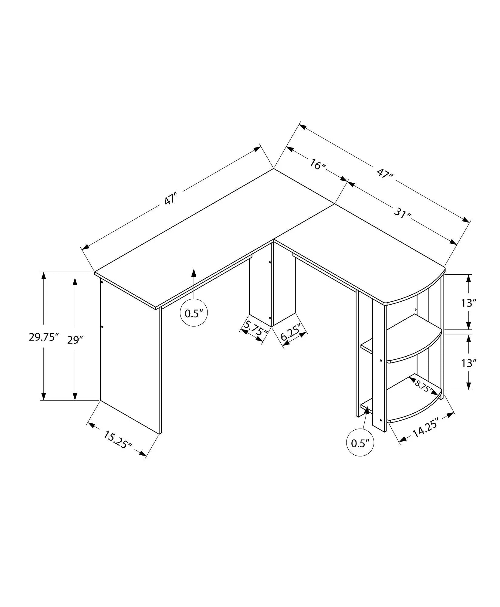 Computer Desk, Home Office, Corner, Storage Shelves, L Shape, Laptop, Contemporary & Modern by Unique Piece Furniture