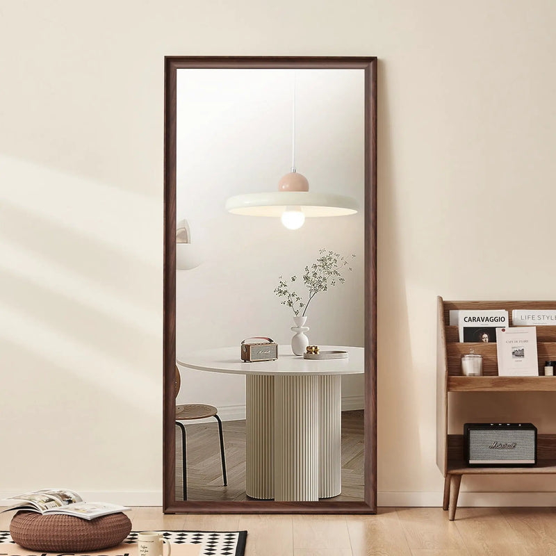 Vintage Full Length Mirror Wall Mounted With Faux Wooden Frame - Brown by Unique Piece Furniture