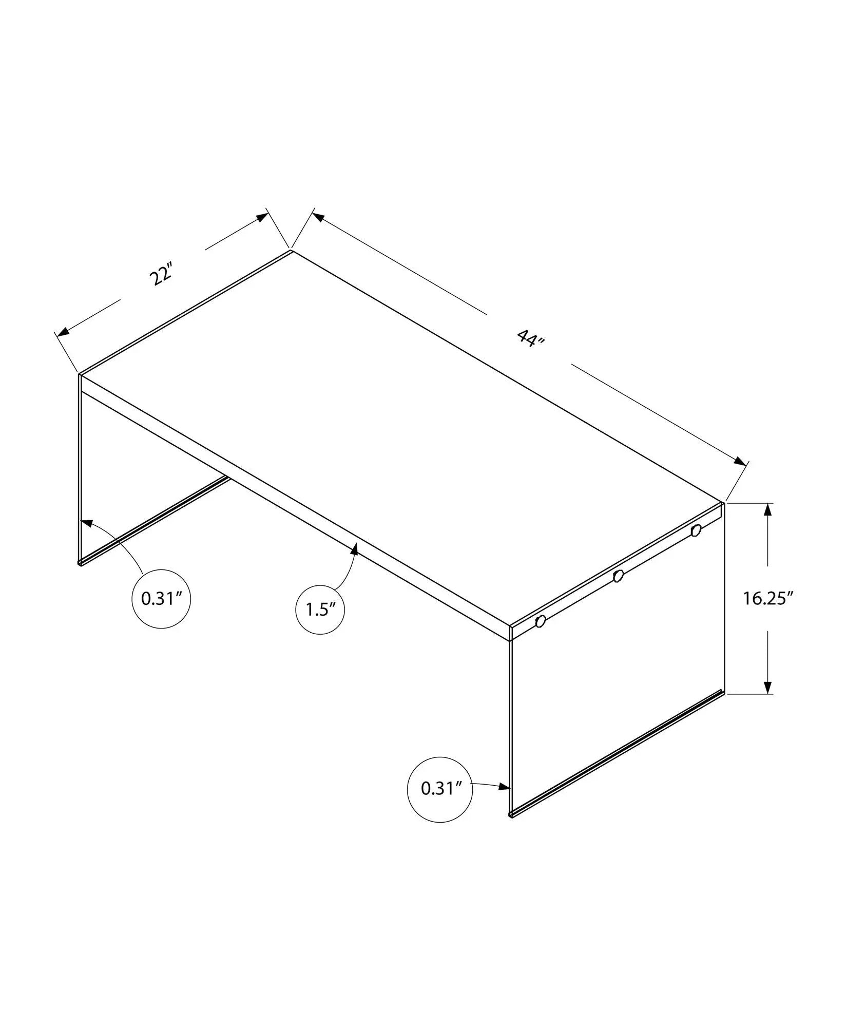 Coffee Table Rectangular For Living Room Clear Tempered Glass by Unique Piece Furniture