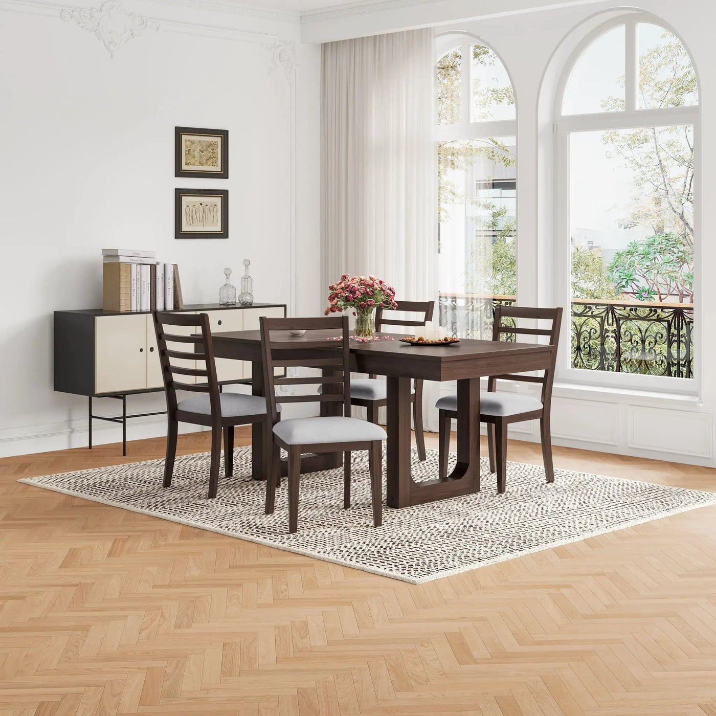 Upholstered Armless Chairs With High Ladder Back by Unique Piece Furniture